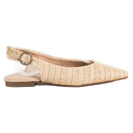 SHELOVET Strohpumps mit offenem Absatz beige