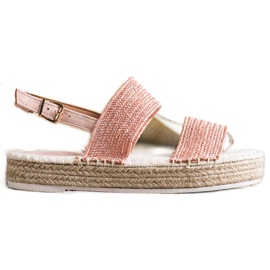 SHELOVET Geflochtene Sandalen auf der Plattform rosa