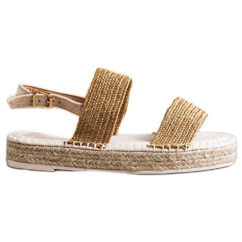 SHELOVET Geflochtene Sandalen auf der Plattform beige orange