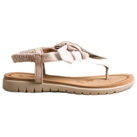 SHELOVET Flip-Flops Sandalen mit Schleife beige