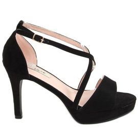 Schwarz 9R31 Schwarze Plateau-Sandalen