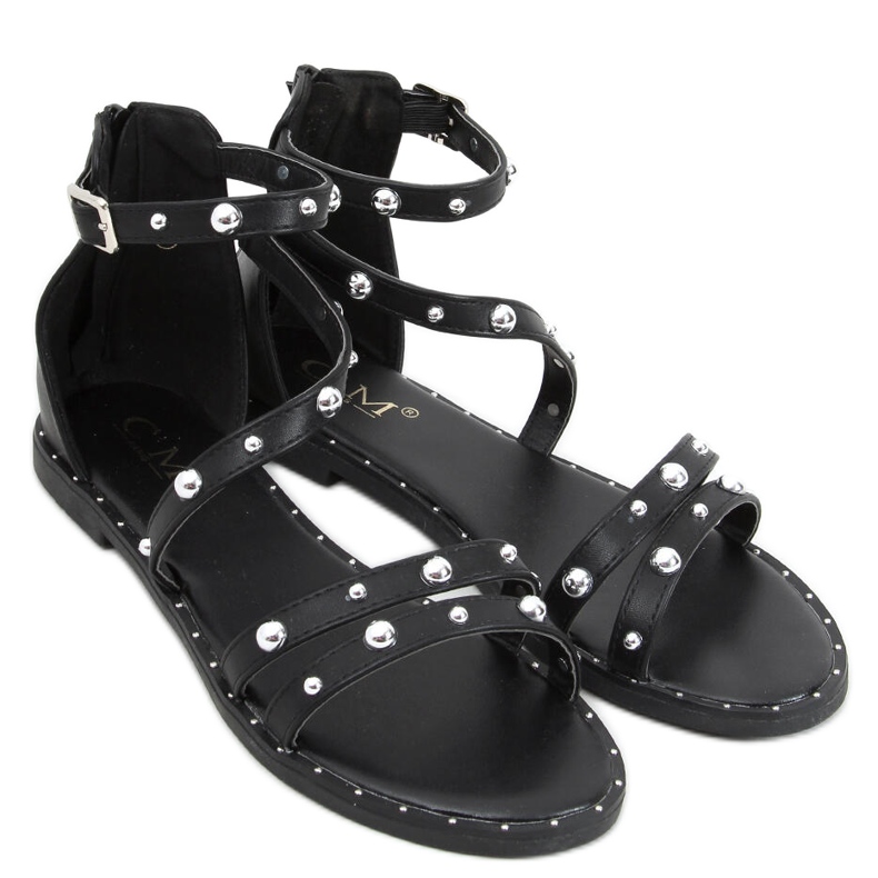 Sandalen mit niedrigem Absatz schwarz B7922 Black