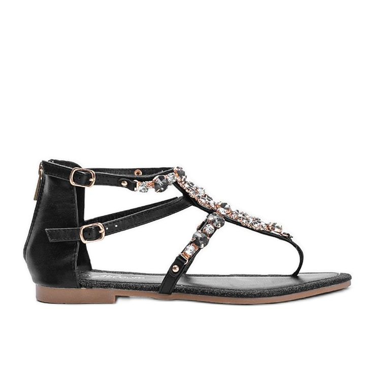 Schwarze Sandalen reich verziert mit Yosemite