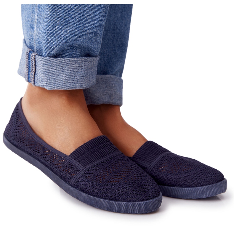 Durchbrochene Slip-On Sneakers Marineblau Chillout navy blau