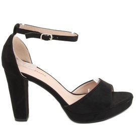 Schwarz S-850 Schwarze Plateau-Sandalen