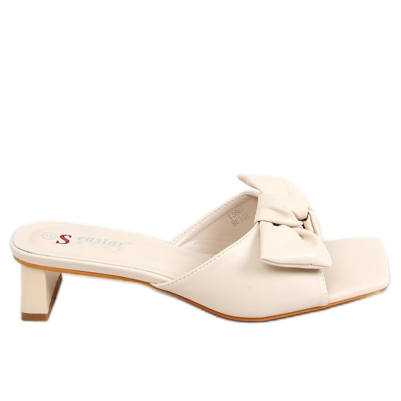 Hausschuhe auf einem beigen Designer-Absatz T388P Beige