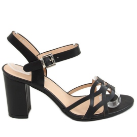 Schwarz S-863 Schwarze Sandalen mit hohen Absätzen