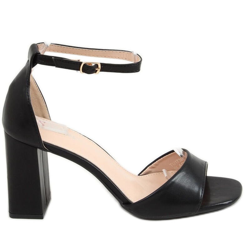 Sandalen mit eckigem Absatz, schwarz TU173P-PU Black Pu
