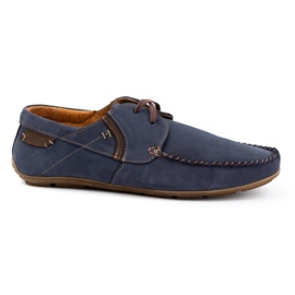 Olivier Herren Leder Slipper 297 marineblau