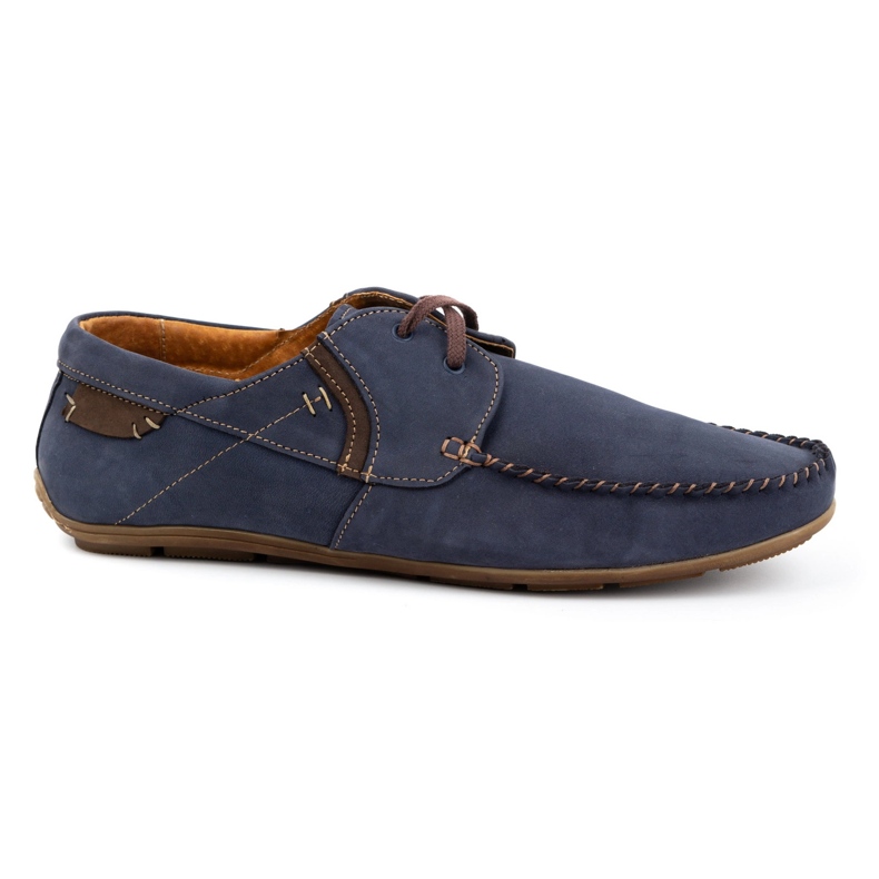 Olivier Herren Leder Slipper 297 marineblau