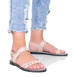 Beige Sandalen mit Thelma Nieten