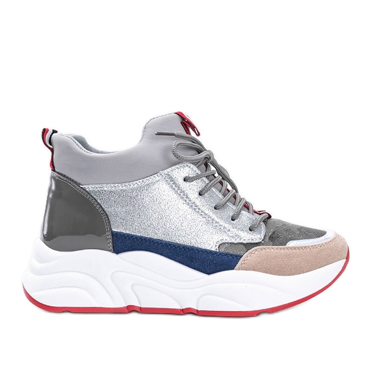 Graue Sneaker auf dicker Cassadi-Sohle