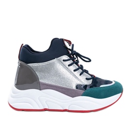 Navy Sneakers auf einer dicken Cassadi-Sohle marineblau mehrfarbig