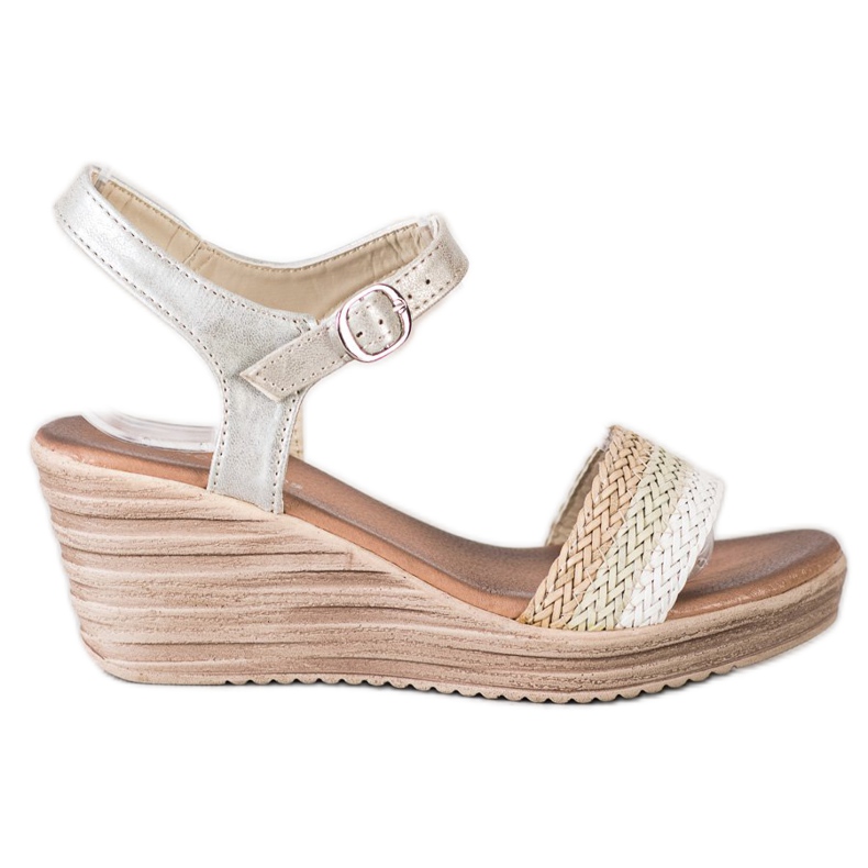 Sea Elves Lässige Keilsandalen beige weiß silber-