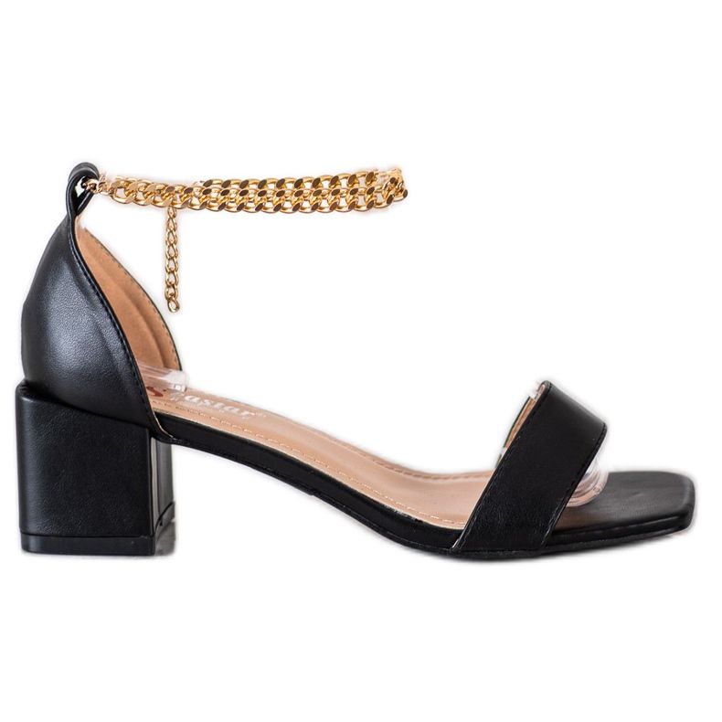 Seastar Sandalen mit dekorativer Kette schwarz golden