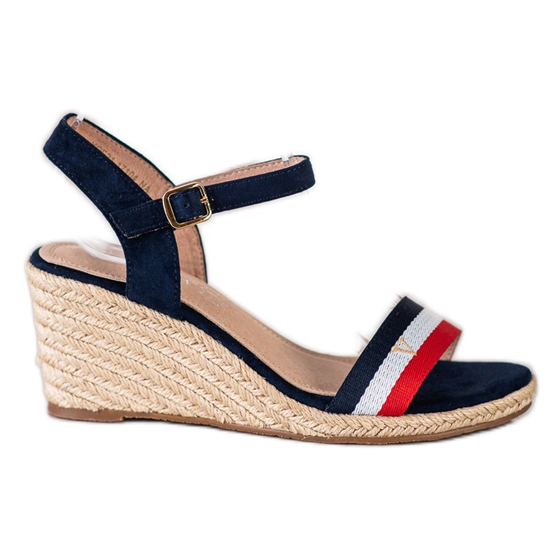 Leichte VINCEZA gestreifte Sandalen weiß rot navy blau