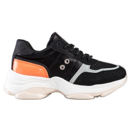 SHELOVET Bequeme modische Sneaker schwarz orange silber-