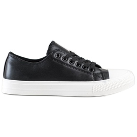 SHELOVET Schwarze Sneakers mit Öko-Leder