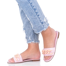 Rosa Hausschuhe mit Colorado-Kette