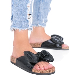 Schwarze Hausschuhe mit Schleife von Norris