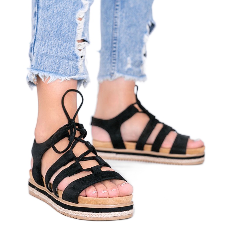 Schwarze Layla Schnürsandalen