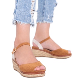 Camel Espadrilles auf dem Heis Wedge braun