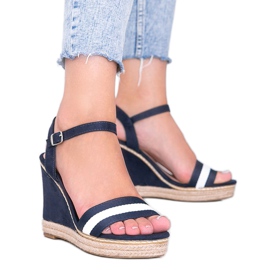 Schwarze Espadrilles am Mona Wedge navy blau