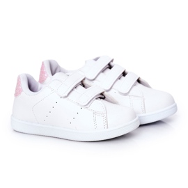Sneakers für Kinder mit Klettverschluss in Weiß und Pink Cute Girl