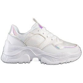 Weide Sneakers aus Öko-Leder mit Schlangenmuster weiß