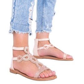 Beige Sandalen verziert mit Cersi Zirkonia