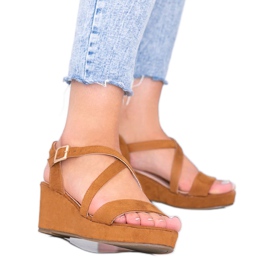 Camel Bianco Keilsandalen braun