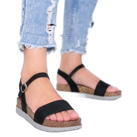 Schwarze Sandalen mit Preatty Pea Einlegesohle