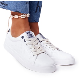 Damen Leder Sneakers Big Star BB274211 Weiß und Marineblau