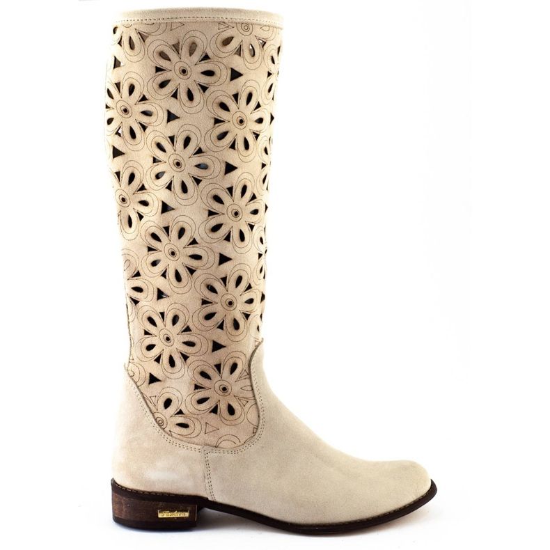 Olivier Hellbeige durchbrochene Damenstiefel