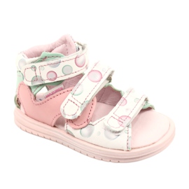 Hochprophylaktische Sandalen Mazurek 1291 weiß rosa grün