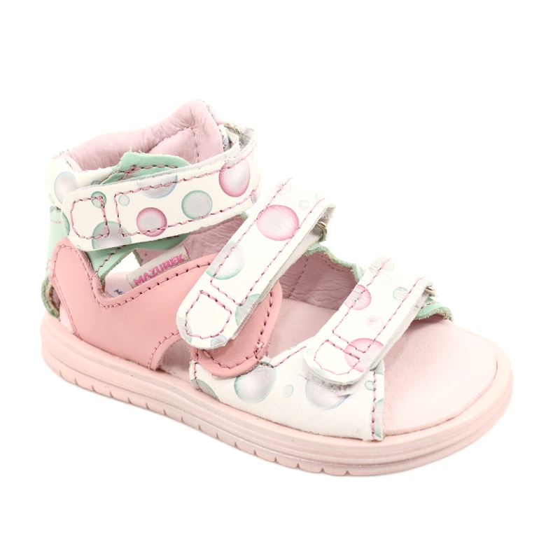 Hochprophylaktische Sandalen Mazurek 1291 weiß rosa grün