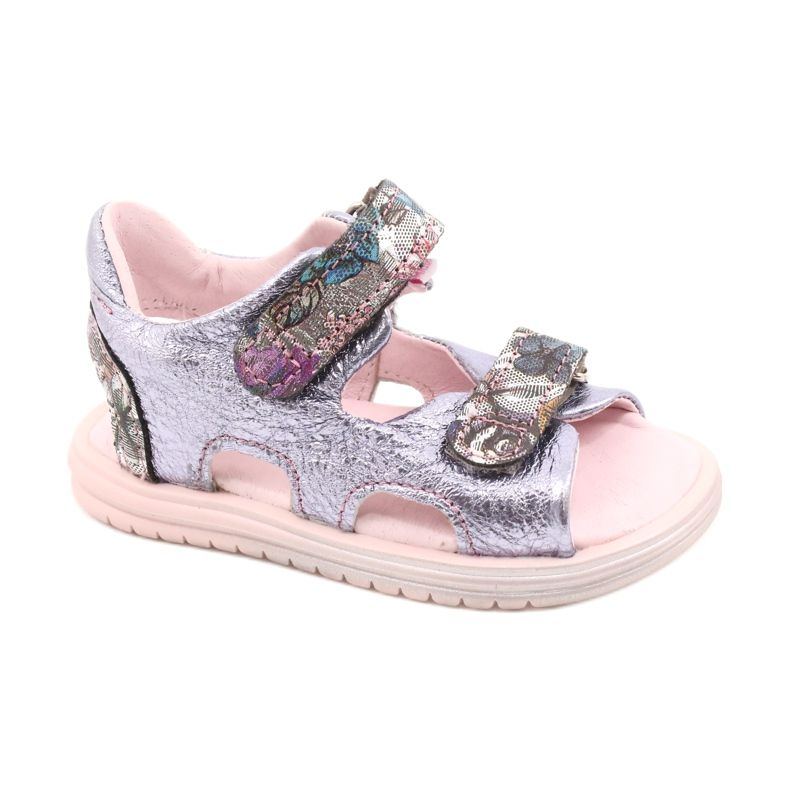 Mädchen aus Leder Sandalen Mazurek 1314 Amethyst Pertła violett silber-