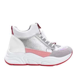 Weiße Sneaker auf dicker Cassadi-Sohle silber- mehrfarbig