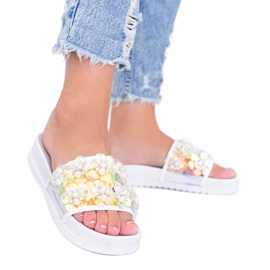 Roma weiße holografische Hausschuhe