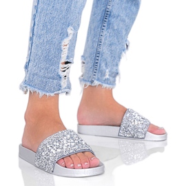Silberne Bling Bling Hausschuhe für Damen