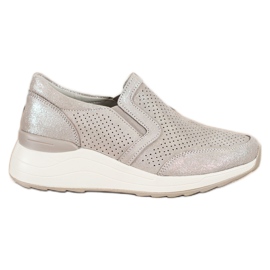 Goodin Ledersneaker mit Glitzer beige