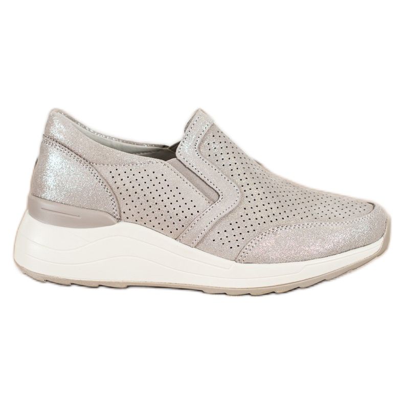 Goodin Ledersneaker mit Glitzer beige