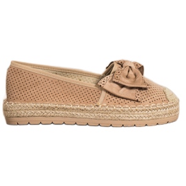 Mannika Durchbrochene Espadrilles mit Schleife braun