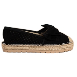 Mannika Durchbrochene Espadrilles mit Schleife schwarz