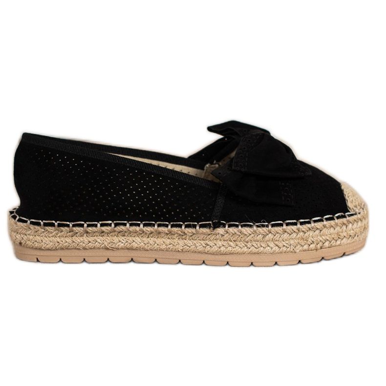 Mannika Durchbrochene Espadrilles mit Schleife schwarz