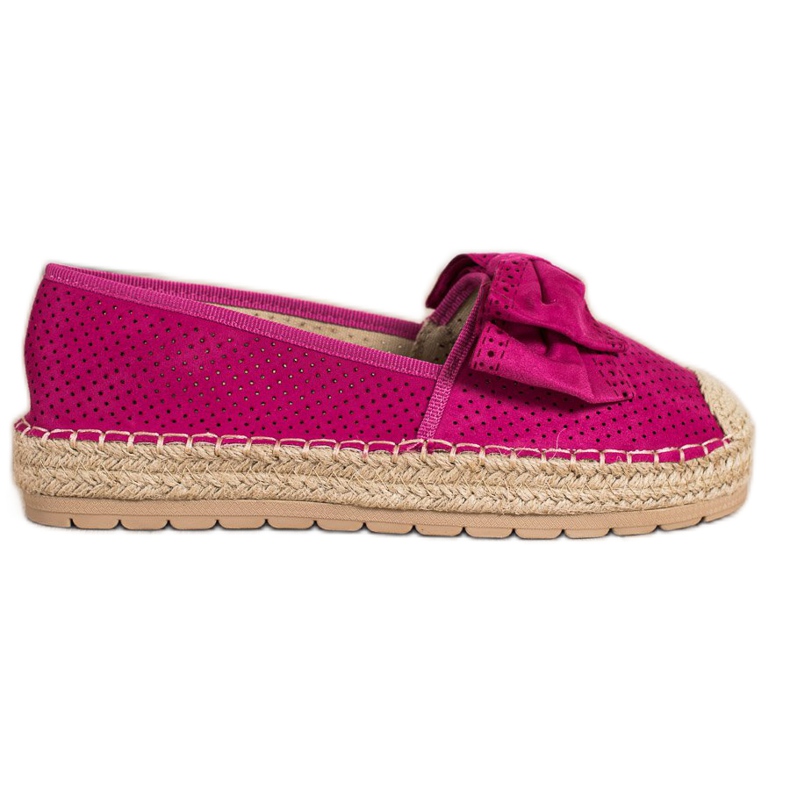 Mannika Durchbrochene Espadrilles mit Schleife rosa