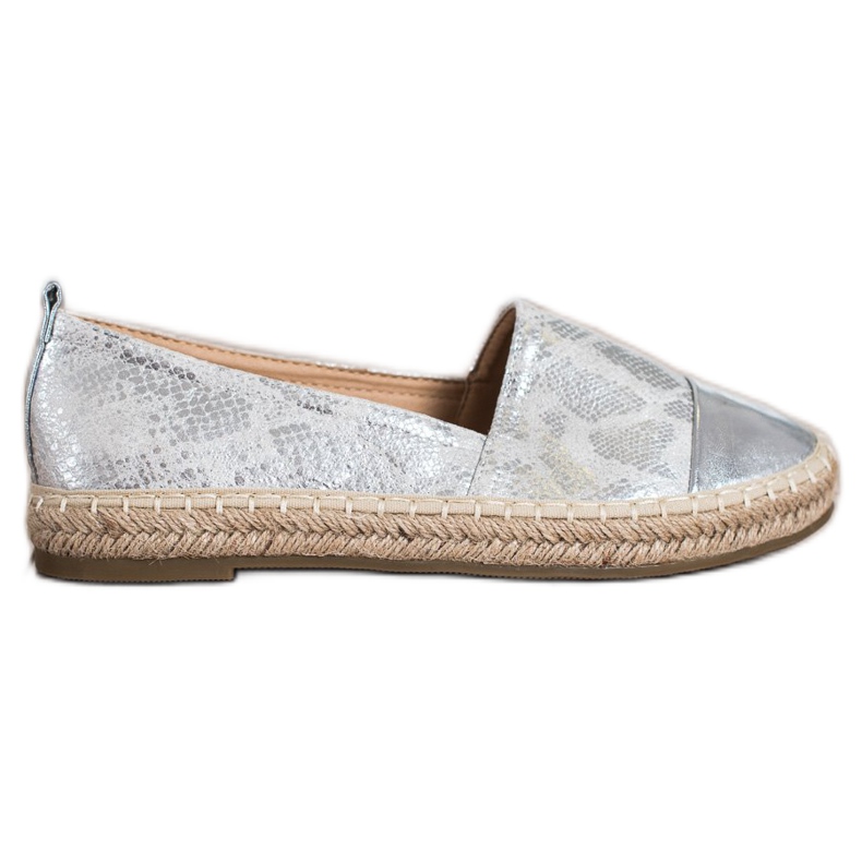Bestelle Glänzende Espadrilles mit Öko-Leder grau