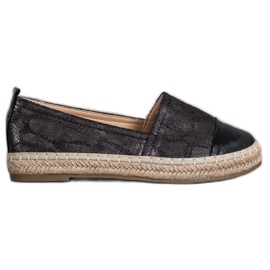 Bestelle Glänzende Espadrilles mit Öko-Leder schwarz