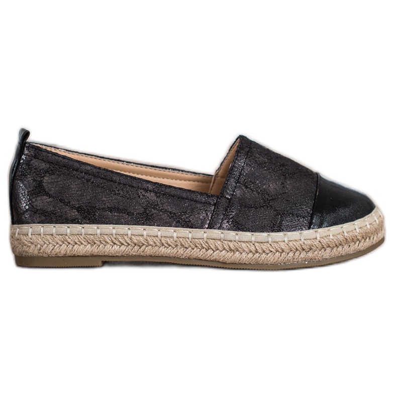Bestelle Glänzende Espadrilles mit Öko-Leder schwarz