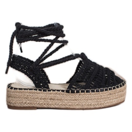 Small Swan Gebundene Espadrilles-Sandalen schwarz